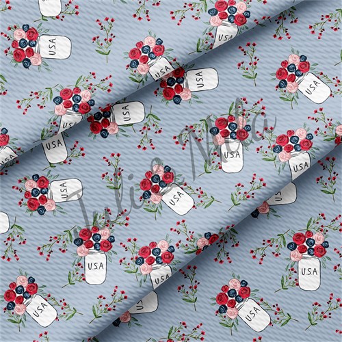 Patriotic 4th of July Printed Liverpool Fabric (PT37) & Get a Free $89.99 Embroidery Bundle