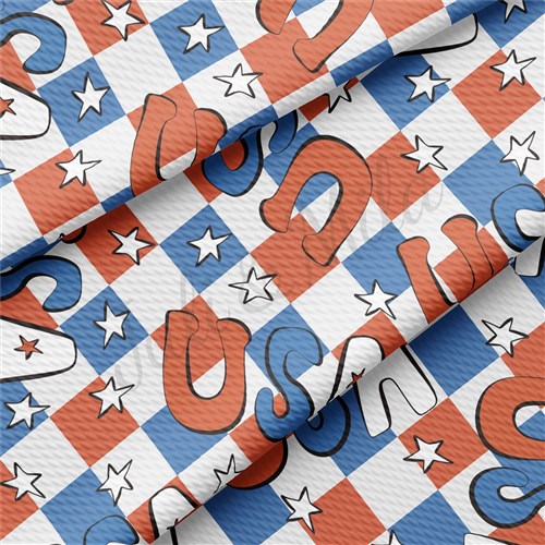 Patriotic 4th of July 1144 Liverpool Bullet Textured Stretch Solid Strip Thick Knit Jersey Fabric