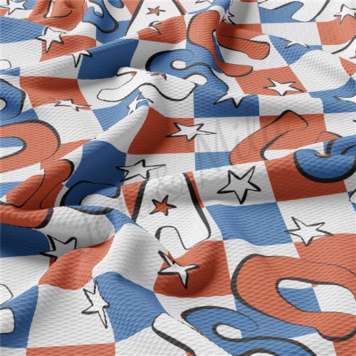 Patriotic 4th of July 1144 Liverpool Bullet Textured Stretch Solid Strip Thick Knit Jersey Fabric