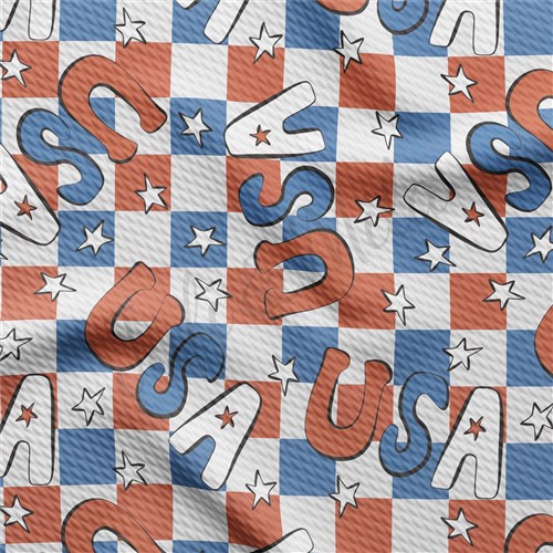 Patriotic 4th of July 1144 Liverpool Bullet Textured Stretch Solid Strip Thick Knit Jersey Fabric