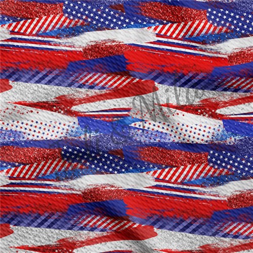 Patriotic Printed Liverpool Bullet Textured Stretch Solid Strip Thick Knit Jersey Fabric
