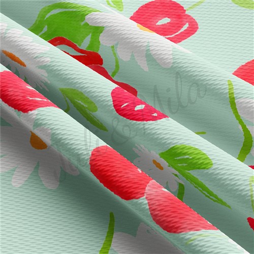 Cherry Summer Printed Liverpool Bullet Textured Stretch Solid Strip Thick Knit Jersey Fabric