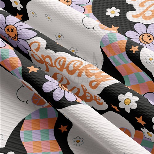 Ghost Printed Liverpool Bullet Textured Stretch Solid Strip Thick Knit Jersey Fabric