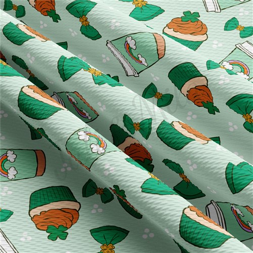 St Patrick's Printed Liverpool Bullet Textured Stretch Solid Strip Thick Knit Jersey Fabric