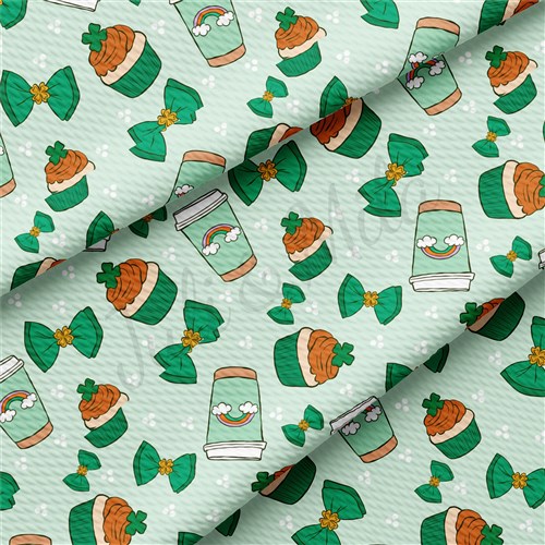 St Patrick's Printed Liverpool Bullet Textured Stretch Solid Strip Thick Knit Jersey Fabric