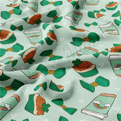 St Patrick's Printed Liverpool Bullet Textured Stretch Solid Strip Thick Knit Jersey Fabric