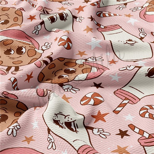 Christmas Printed Liverpool Bullet Textured Stretch Solid Strip Thick Knit Jersey Fabric