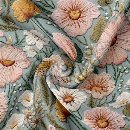 Embroidery Printed Liverpool Fabric AA1786 & Get a Free $89.99 Embroidery Bundle