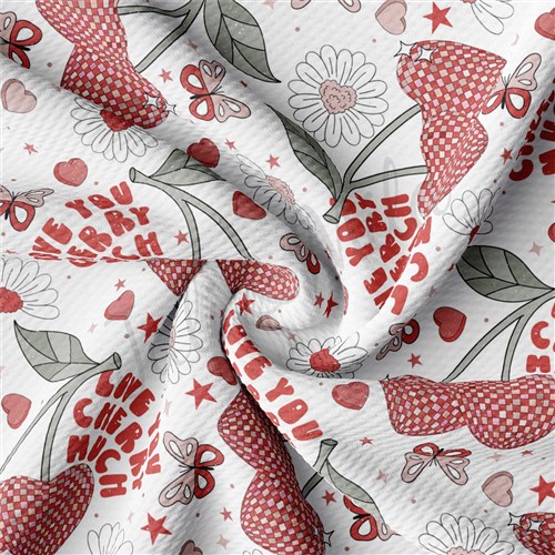 Valentine's Day Printed Liverpool Bullet Textured Stretch Solid Strip Thick Knit Jersey Fabric