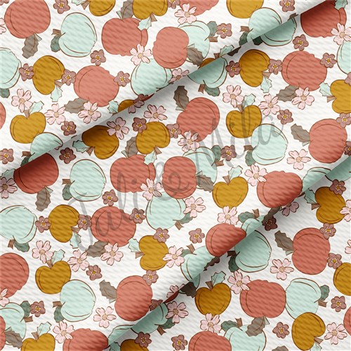 Fall Apples Printed Liverpool Bullet Textured Stretch Solid Strip Thick Knit Jersey Fabric