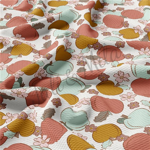 Fall Apples Printed Liverpool Bullet Textured Stretch Solid Strip Thick Knit Jersey Fabric