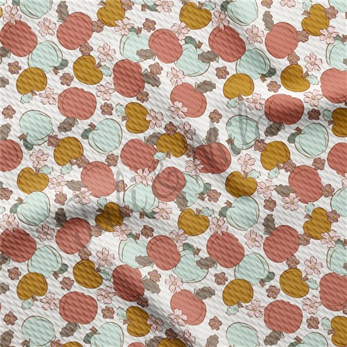 Fall Apples Printed Liverpool Bullet Textured Stretch Solid Strip Thick Knit Jersey Fabric