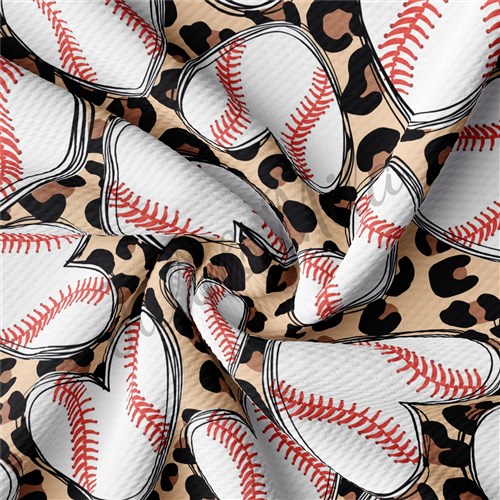 Baseball Hearts Printed Liverpool Bullet Textured Stretch Solid Strip Thick Knit Jersey Fabric
