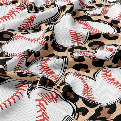 Baseball Hearts Printed Liverpool Bullet Textured Stretch Solid Strip Thick Knit Jersey Fabric