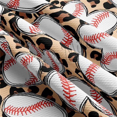 Baseball Hearts Printed Liverpool Bullet Textured Stretch Solid Strip Thick Knit Jersey Fabric