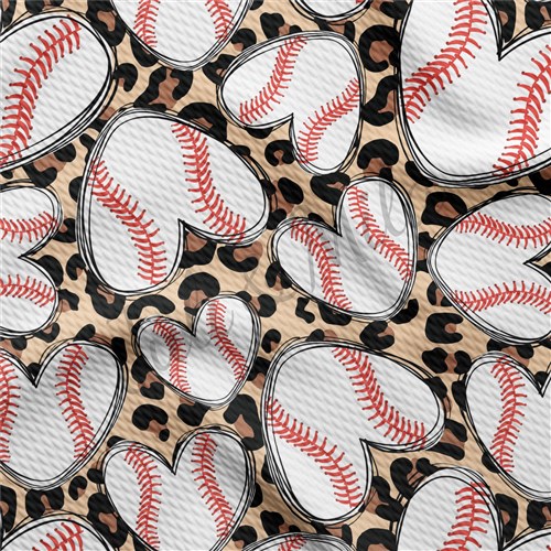 Baseball Hearts Printed Liverpool Bullet Textured Stretch Solid Strip Thick Knit Jersey Fabric
