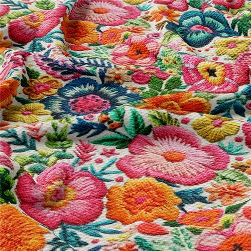 Embroidery Floral Printed Liverpool Fabric AA1801 & Get a Free $89.99 Embroidery Bundle