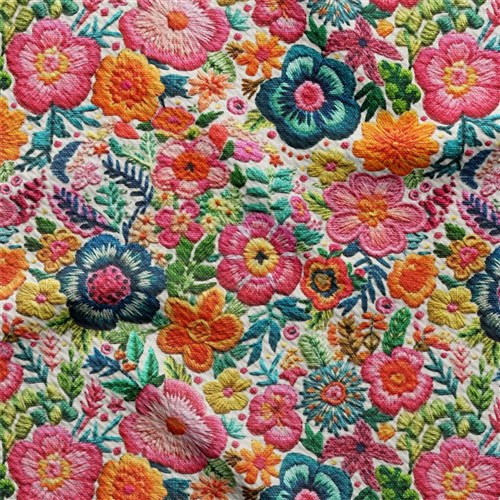 Embroidery Floral Printed Liverpool Fabric AA1801 & Get a Free $89.99 Embroidery Bundle