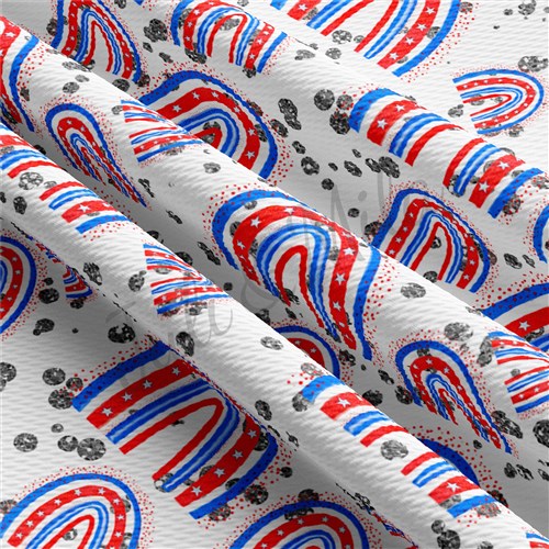 Patriotic 4th of July Liverpool Bullet Textured Stretch Solid Strip Thick Knit Jersey Fabric