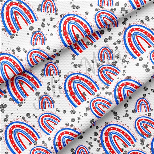 Patriotic 4th of July Liverpool Bullet Textured Stretch Solid Strip Thick Knit Jersey Fabric