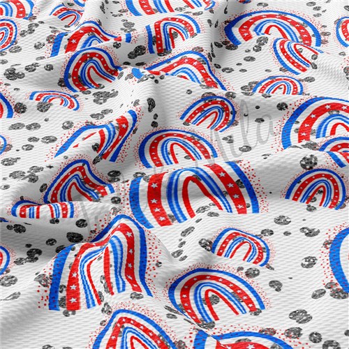 Patriotic 4th of July Liverpool Bullet Textured Stretch Solid Strip Thick Knit Jersey Fabric