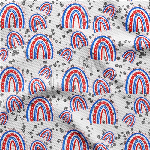 Patriotic 4th of July Liverpool Bullet Textured Stretch Solid Strip Thick Knit Jersey Fabric