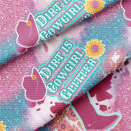Dirt is Cowgirl Glitter Printed Liverpool AA1571 & Get a Free $89.99 Embroidery Bundle