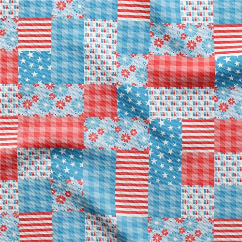 Patriotic 4th of July Printed Liverpool Fabric AA2079 & Get a Free $89.99 Embroidery Bundle