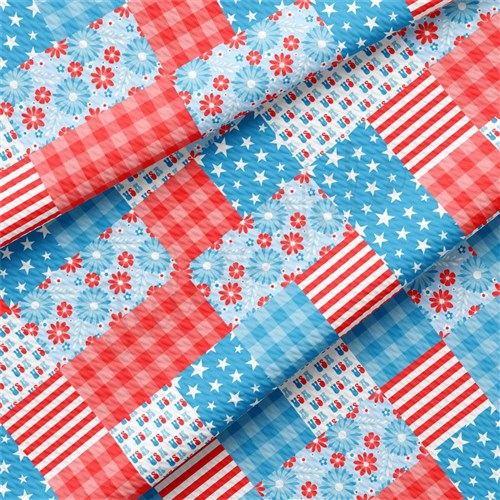 Patriotic 4th of July Printed Liverpool Fabric AA2079 & Get a Free $89.99 Embroidery Bundle