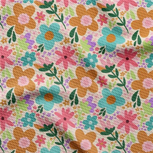 Floral Printed Liverpool Bullet Textured Stretch Solid Strip Thick Knit Jersey Fabric