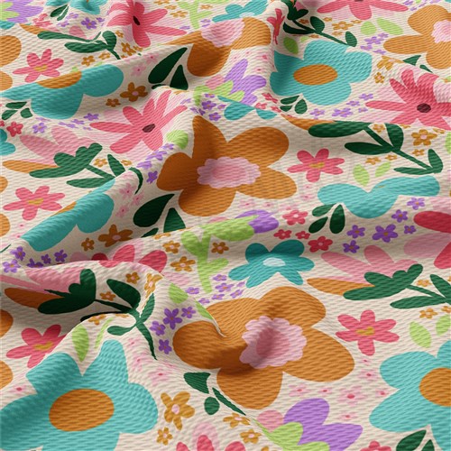 Floral Printed Liverpool Bullet Textured Stretch Solid Strip Thick Knit Jersey Fabric