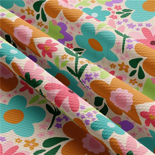 Floral Printed Liverpool Bullet Textured Stretch Solid Strip Thick Knit Jersey Fabric