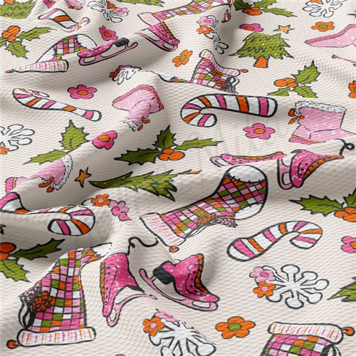 Christmas Christmas Liverpool Bullet Textured Stretch Solid Strip Thick Knit Jersey Fabric