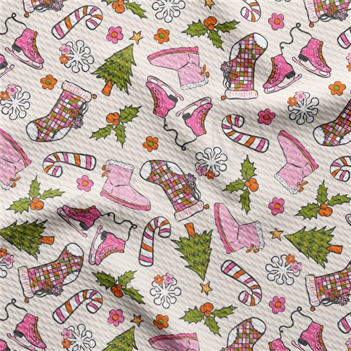 Christmas Christmas Liverpool Bullet Textured Stretch Solid Strip Thick Knit Jersey Fabric