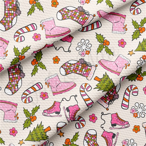 Christmas Christmas Liverpool Bullet Textured Stretch Solid Strip Thick Knit Jersey Fabric