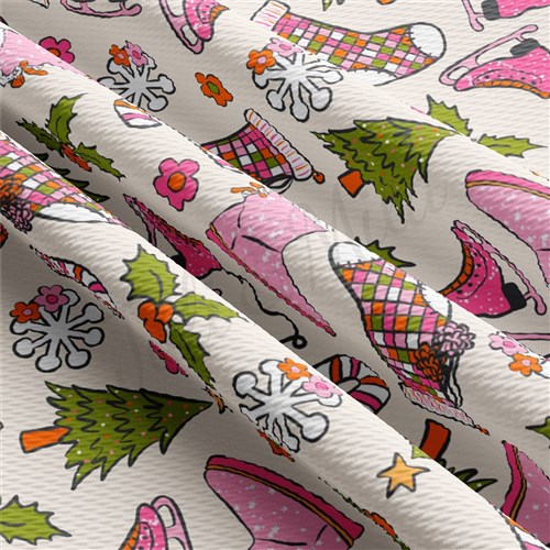 Christmas Christmas Liverpool Bullet Textured Stretch Solid Strip Thick Knit Jersey Fabric