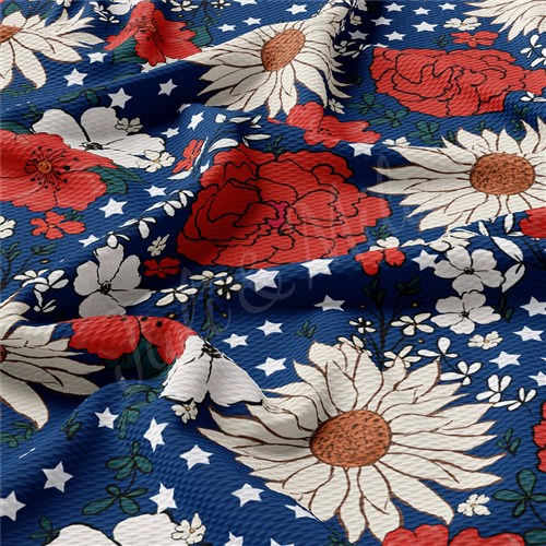 4th of July Patriotic Printed Liverpool Fabric AA1683 & Get a Free $89.99 Embroidery Bundle