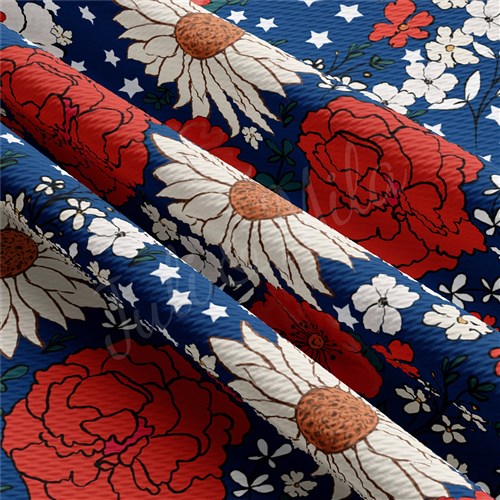 4th of July Patriotic Printed Liverpool Fabric AA1683 & Get a Free $89.99 Embroidery Bundle