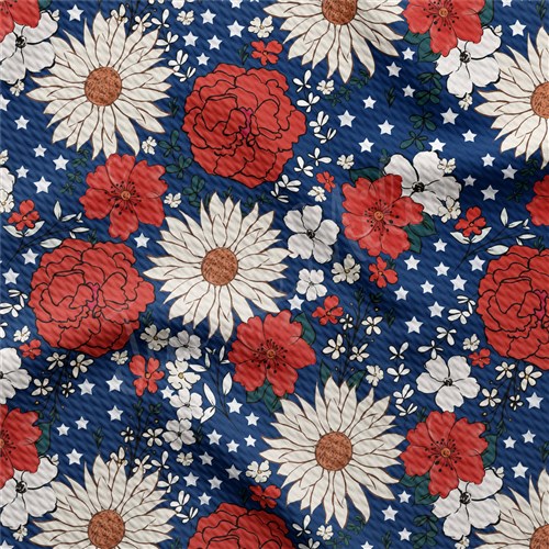 4th of July Patriotic Printed Liverpool Fabric AA1683 & Get a Free $89.99 Embroidery Bundle