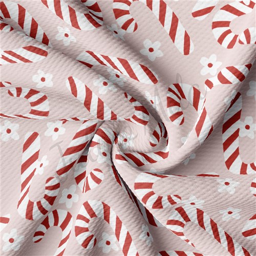 Christmas Candy Cane Liverpool Bullet Textured Stretch Solid Strip Thick Knit Jersey Fabric