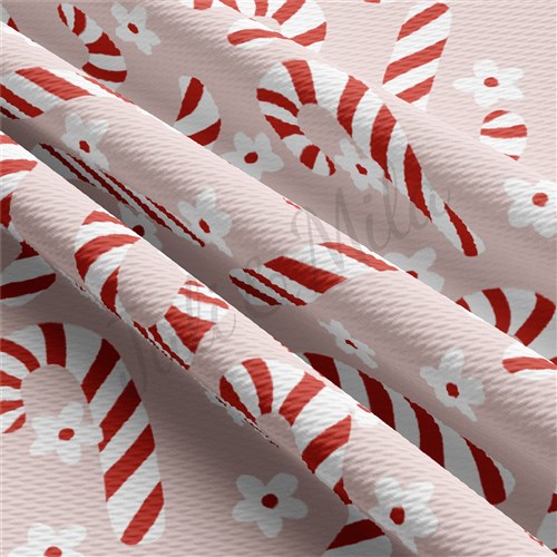 Christmas Candy Cane Liverpool Bullet Textured Stretch Solid Strip Thick Knit Jersey Fabric