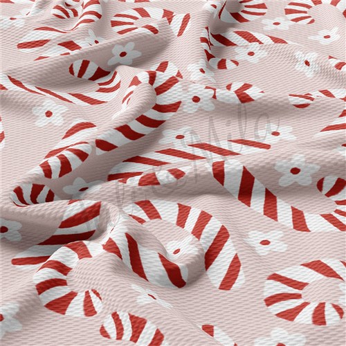 Christmas Candy Cane Liverpool Bullet Textured Stretch Solid Strip Thick Knit Jersey Fabric