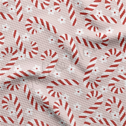 Christmas Candy Cane Liverpool Bullet Textured Stretch Solid Strip Thick Knit Jersey Fabric