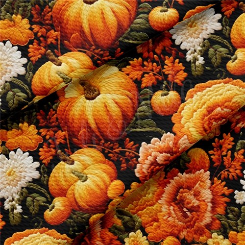 Fall Floral Pumpkin Fabric AA1926 flowers Embroidery & Get a Free $89.99 Embroidery Bundle