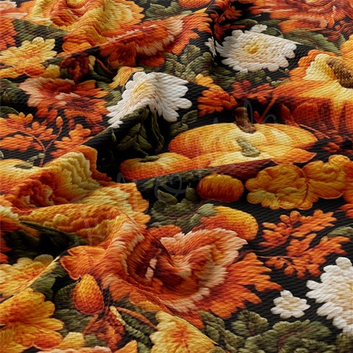 Fall Floral Pumpkin Fabric AA1926 flowers Embroidery & Get a Free $89.99 Embroidery Bundle