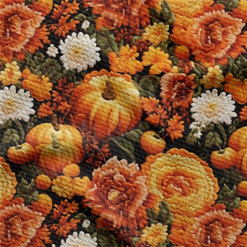 Fall Floral Pumpkin Fabric AA1926 flowers Embroidery & Get a Free $89.99 Embroidery Bundle