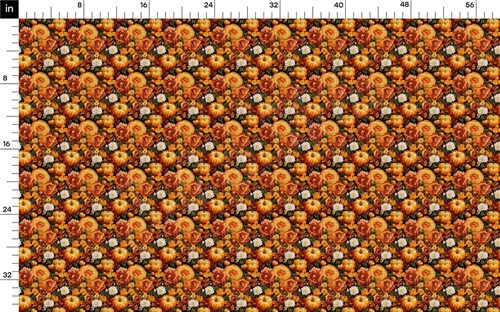 Fall Floral Pumpkin Fabric AA1926 flowers Embroidery & Get a Free $89.99 Embroidery Bundle
