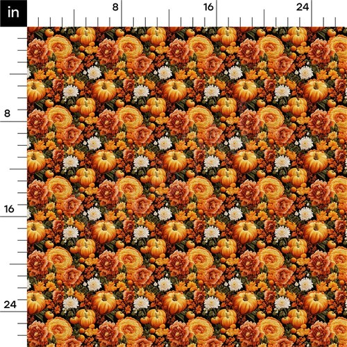 Fall Floral Pumpkin Fabric AA1926 flowers Embroidery & Get a Free $89.99 Embroidery Bundle