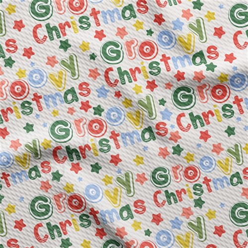 Christmas Christmas Liverpool Bullet Textured Stretch Solid Strip Thick Knit Jersey Fabric