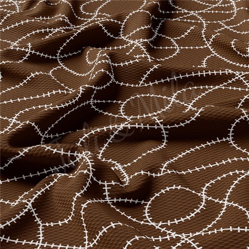Football Brown Lace Liverpool Bullet Textured Stretch Solid Strip Thick Knit Jersey Fabric